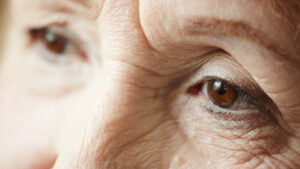 close-up of elderly woman's face